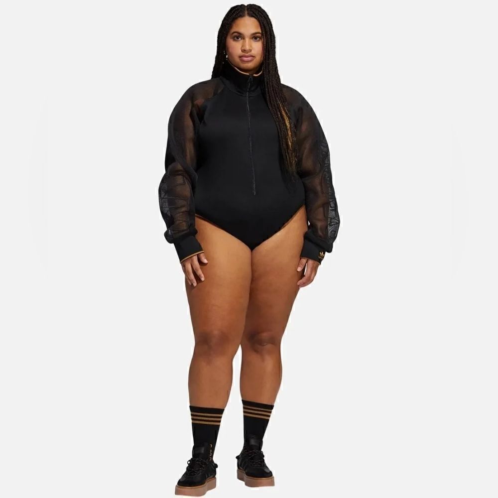 IVY PARK Black Mesh Sleeve High-Neck Bodysuit